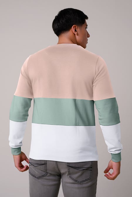 Cream Long Sleeve Colourblock Sweatshirts