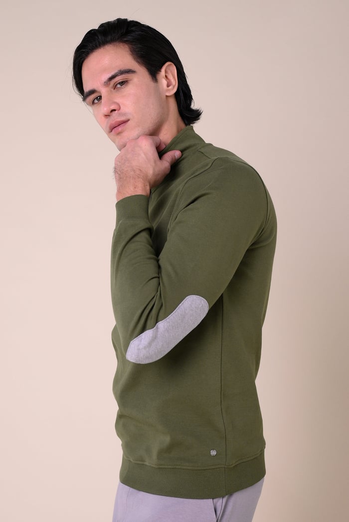 Elbow Patch Half Zip Polo