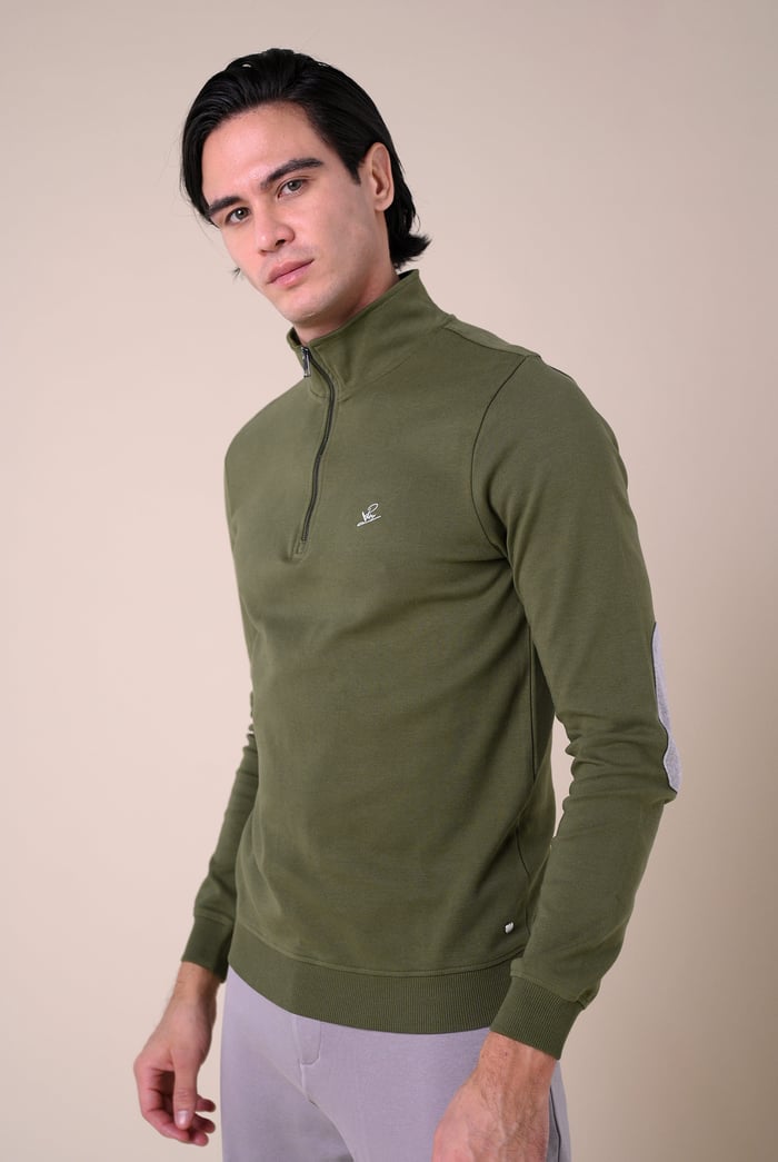 Elbow Patch Half Zip Polo