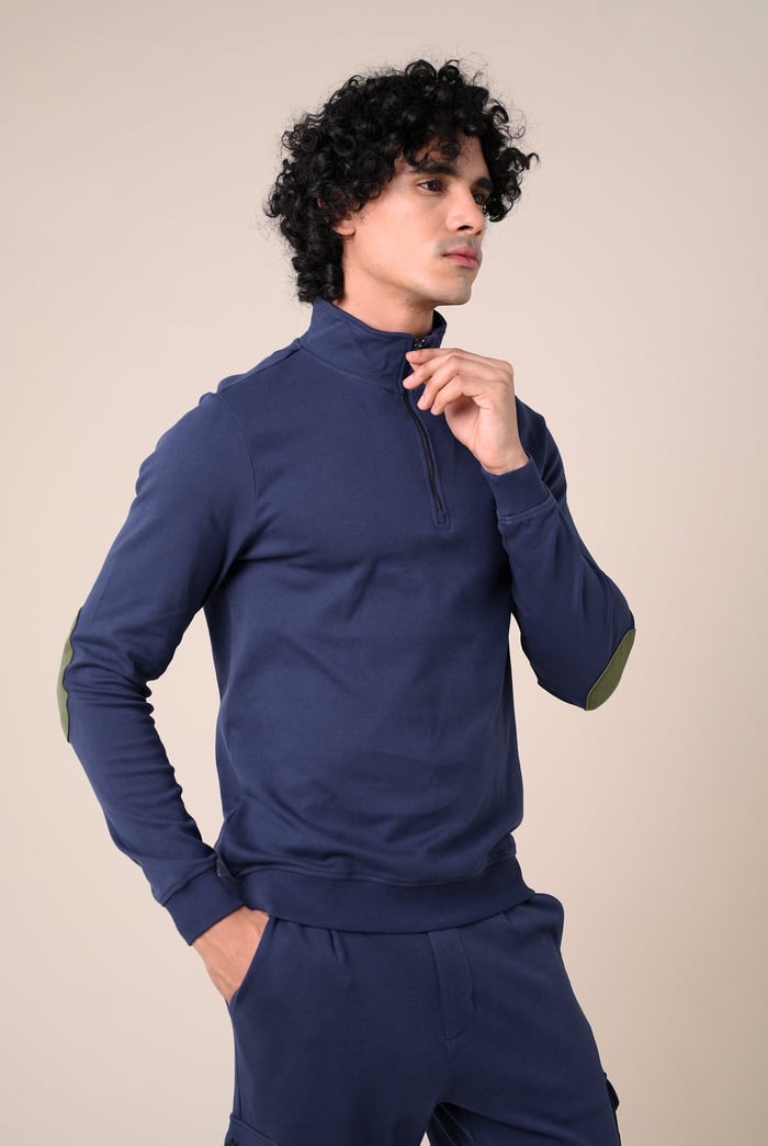 Elbow Patch Half Zip Polo