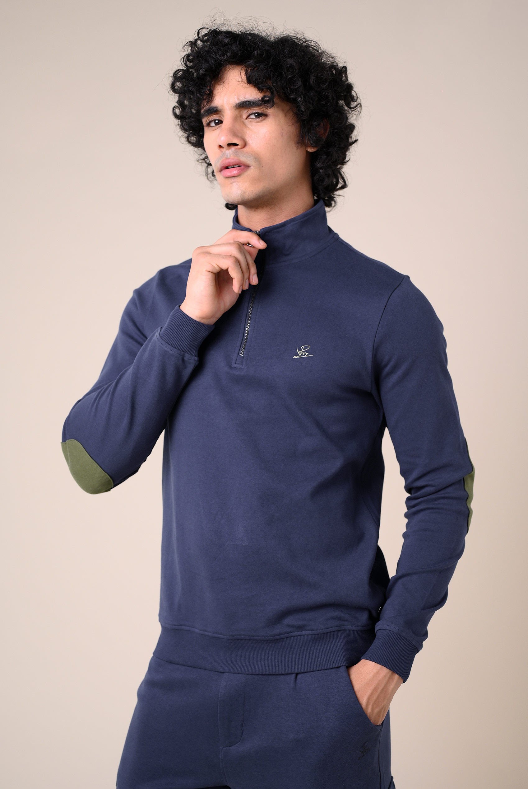 Elbow Patch Half Zip Polo