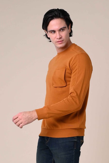 Orange Long Sleeve Front Pocket SweatShirt