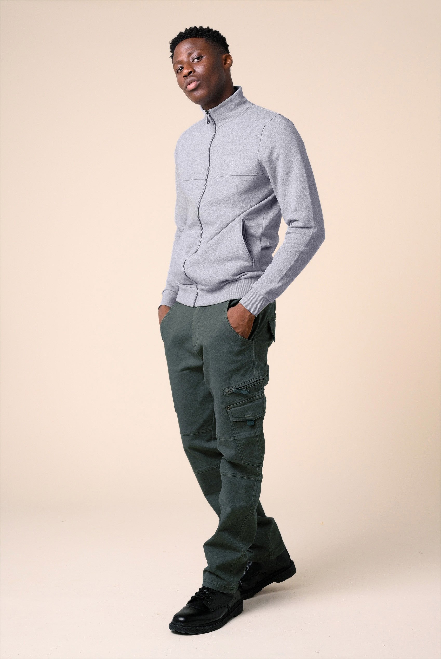 Mens Zip-Up Mock Neck Sweatshirt