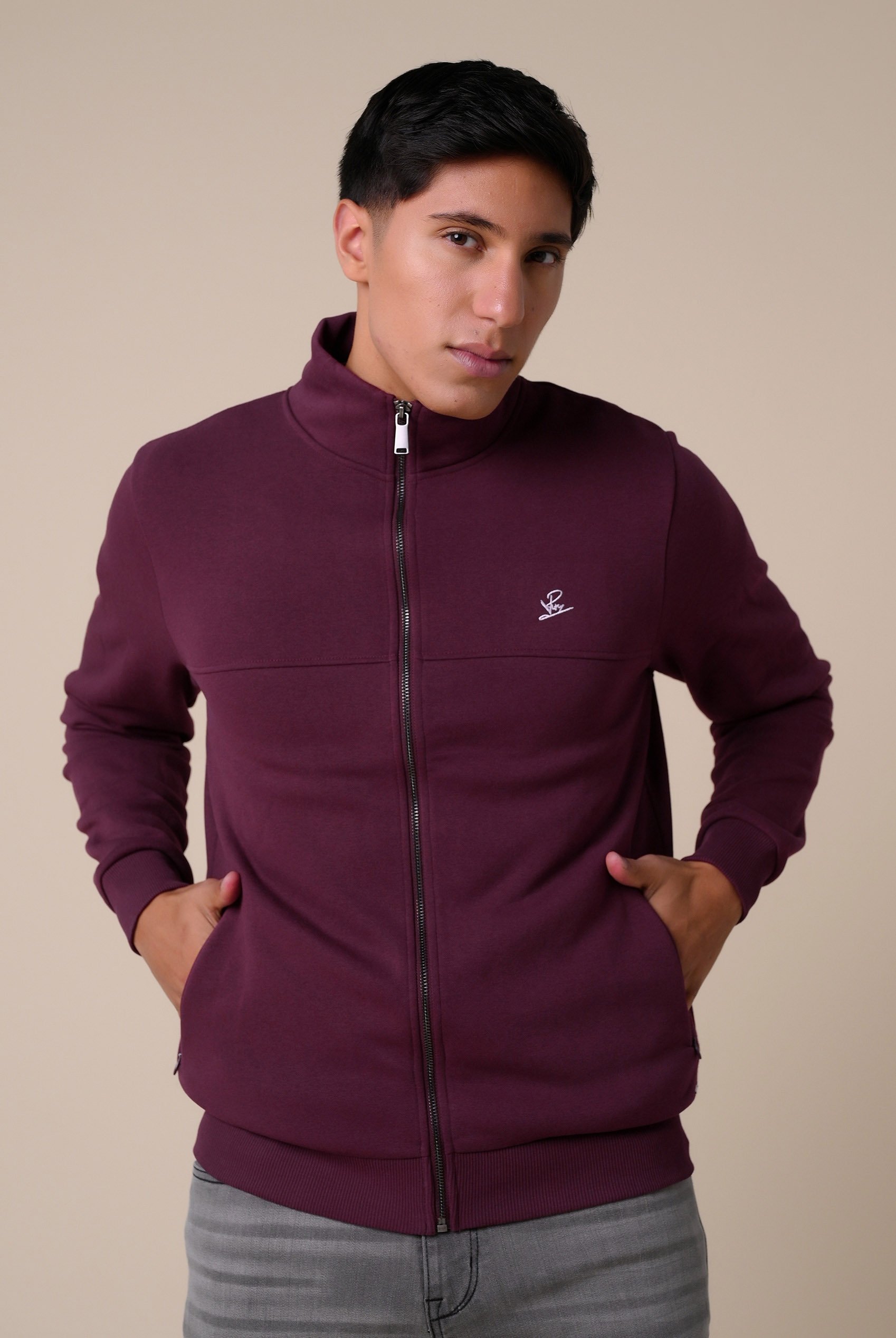 Mens Zip-Up Mock Neck Sweatshirt