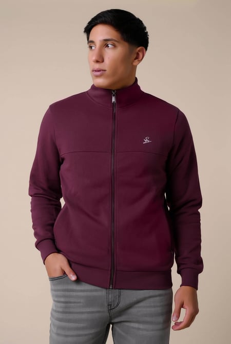 Mens Grey Zip-Up Mock Neck Sweatshirt