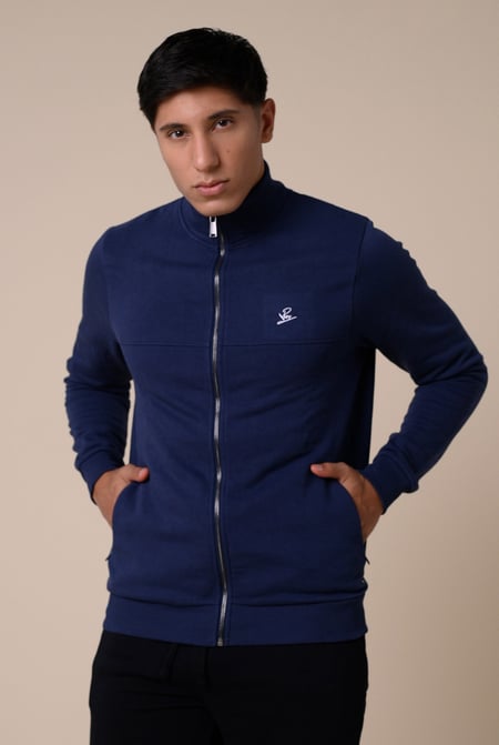 Mens Grey Zip-Up Mock Neck Sweatshirt