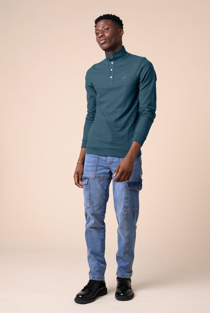 Textured Pattern High Neck Sweatshirt