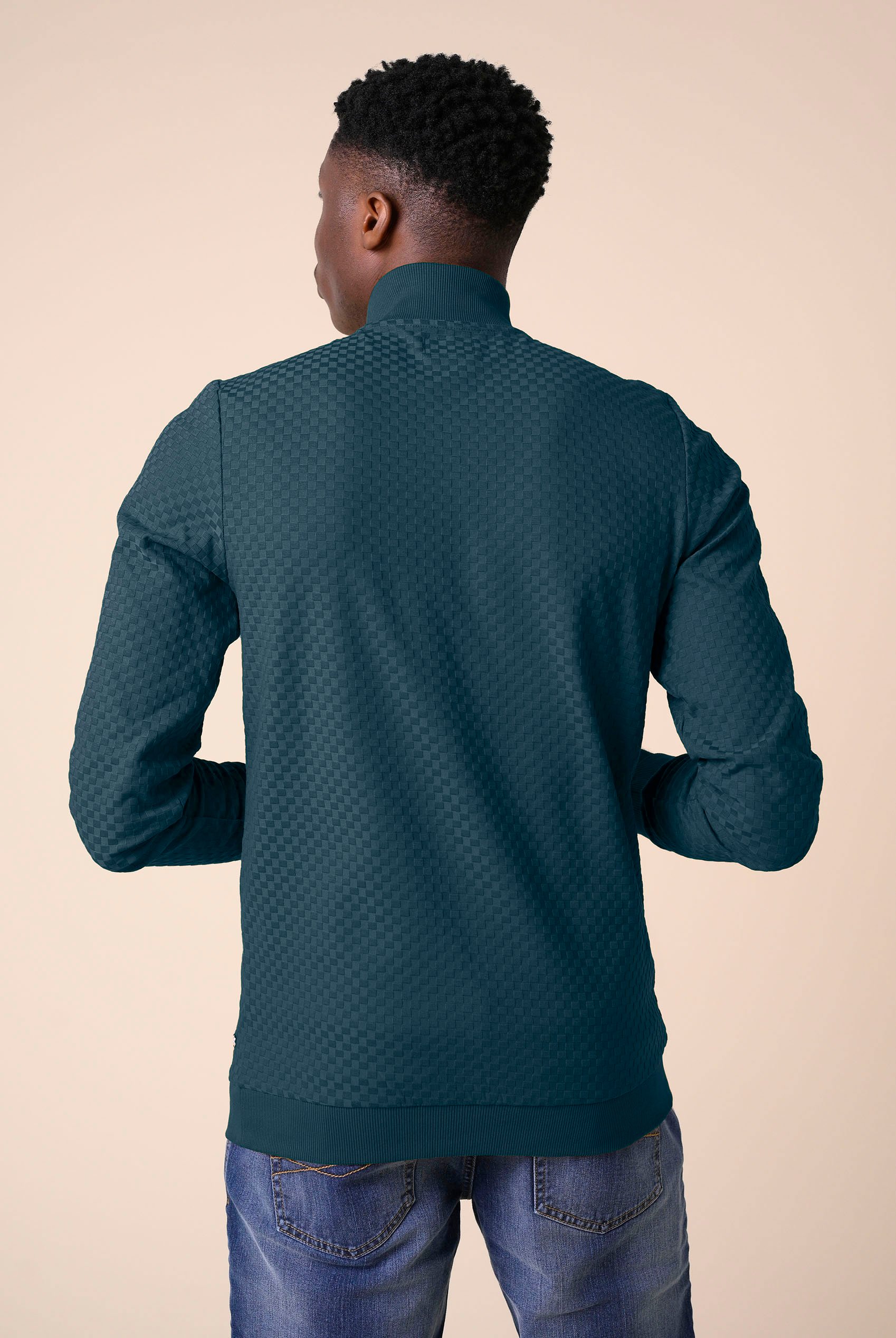 Textured Pattern High Neck Sweatshirt