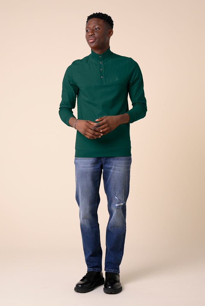 Textured Pattern High Neck Sweatshirt