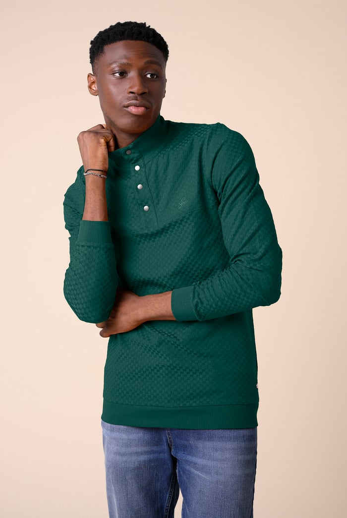 Textured Pattern High Neck Sweatshirt