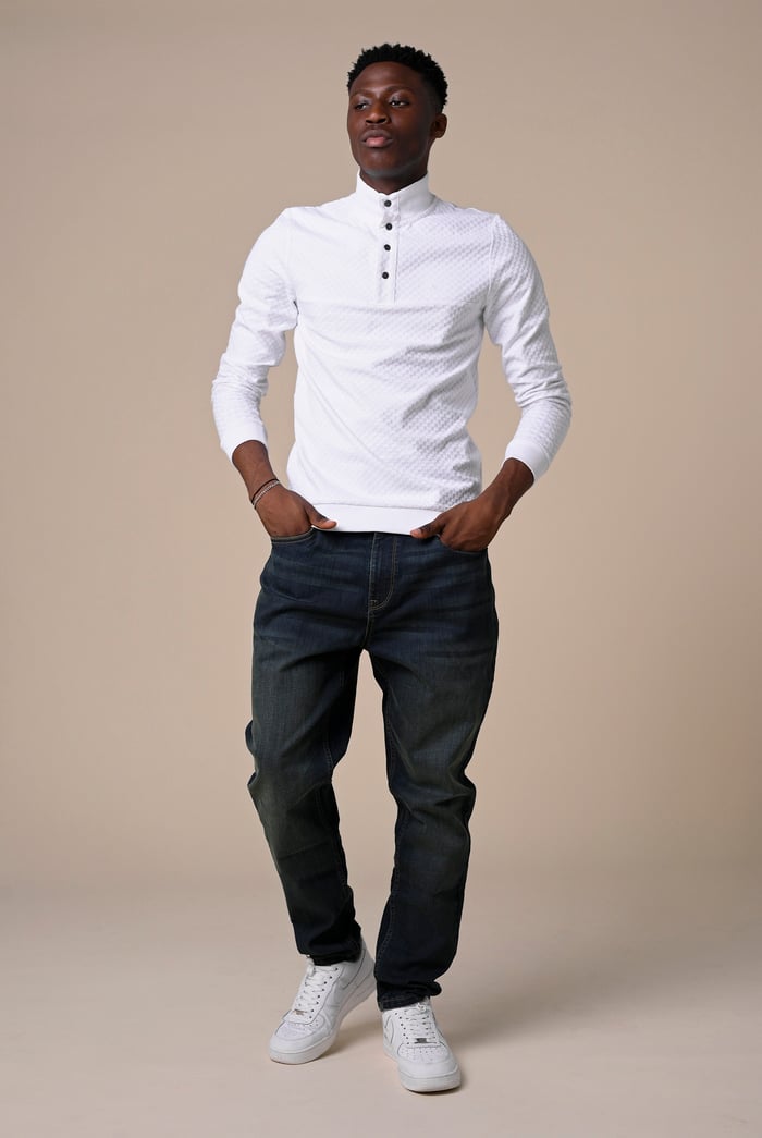 Textured Pattern High Neck Sweatshirt