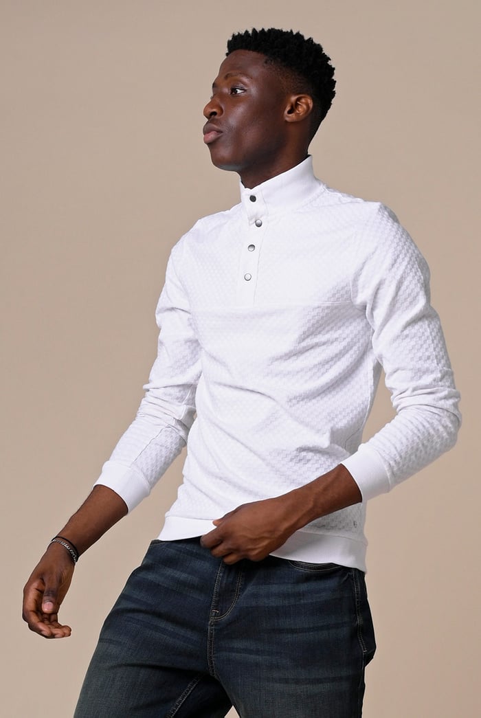 Textured Pattern High Neck Sweatshirt