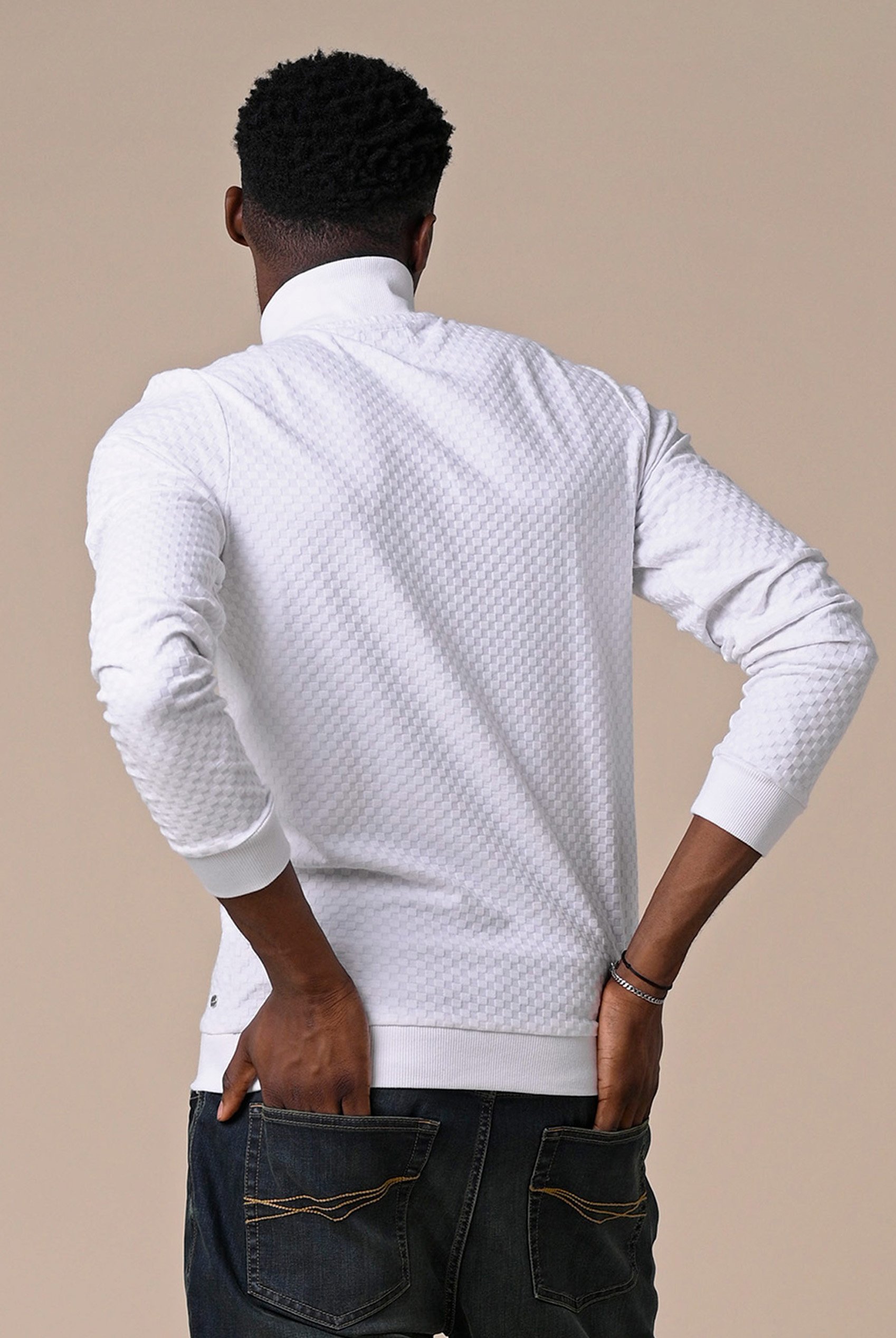 Textured Pattern High Neck Sweatshirt