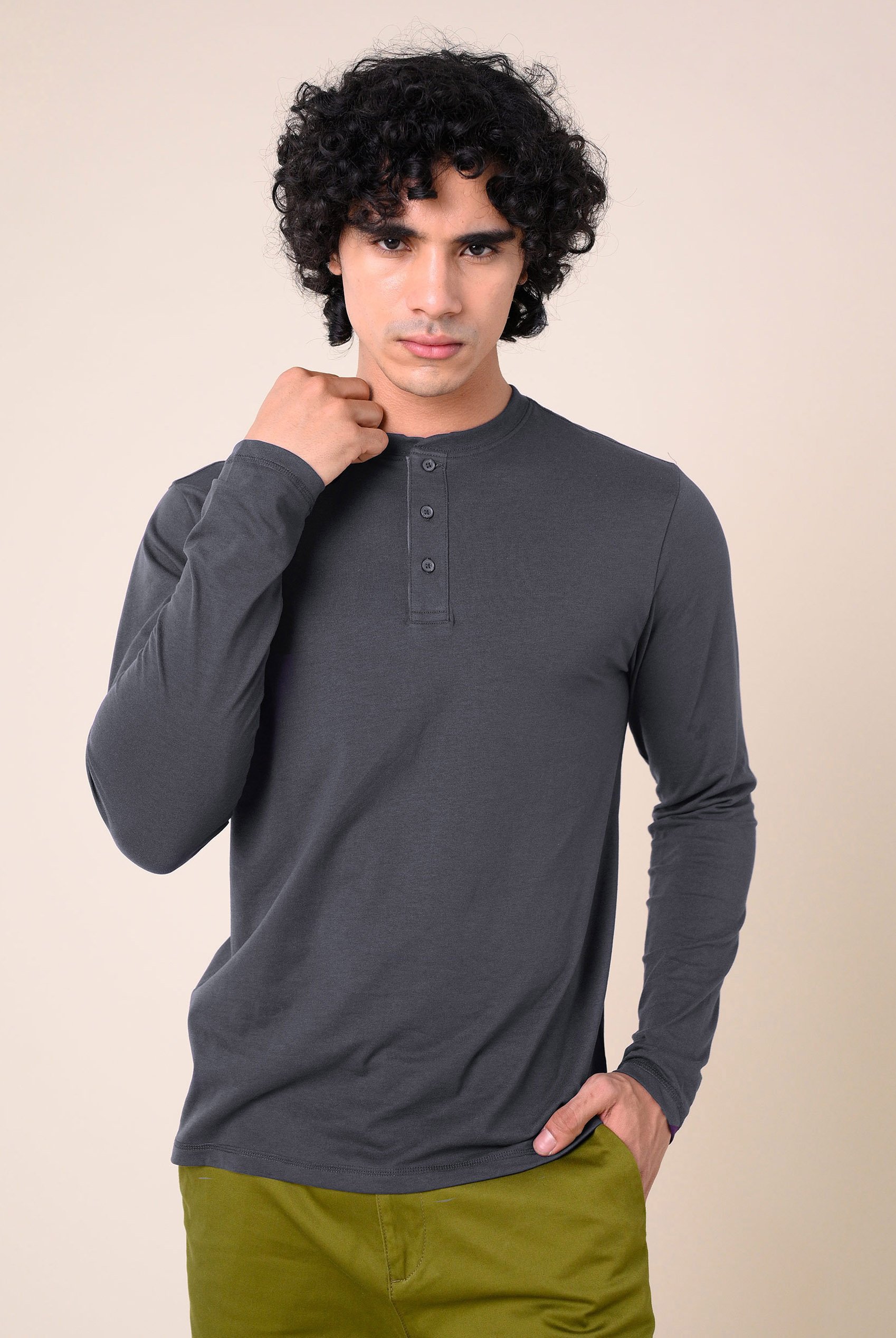 Men's Crew Neck Henley T-Shirt