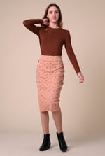Side Button Split Ribbed Skirt