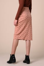 Side Button Split Ribbed Skirt
