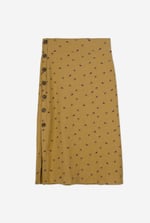 Side Button Split Ribbed Skirt