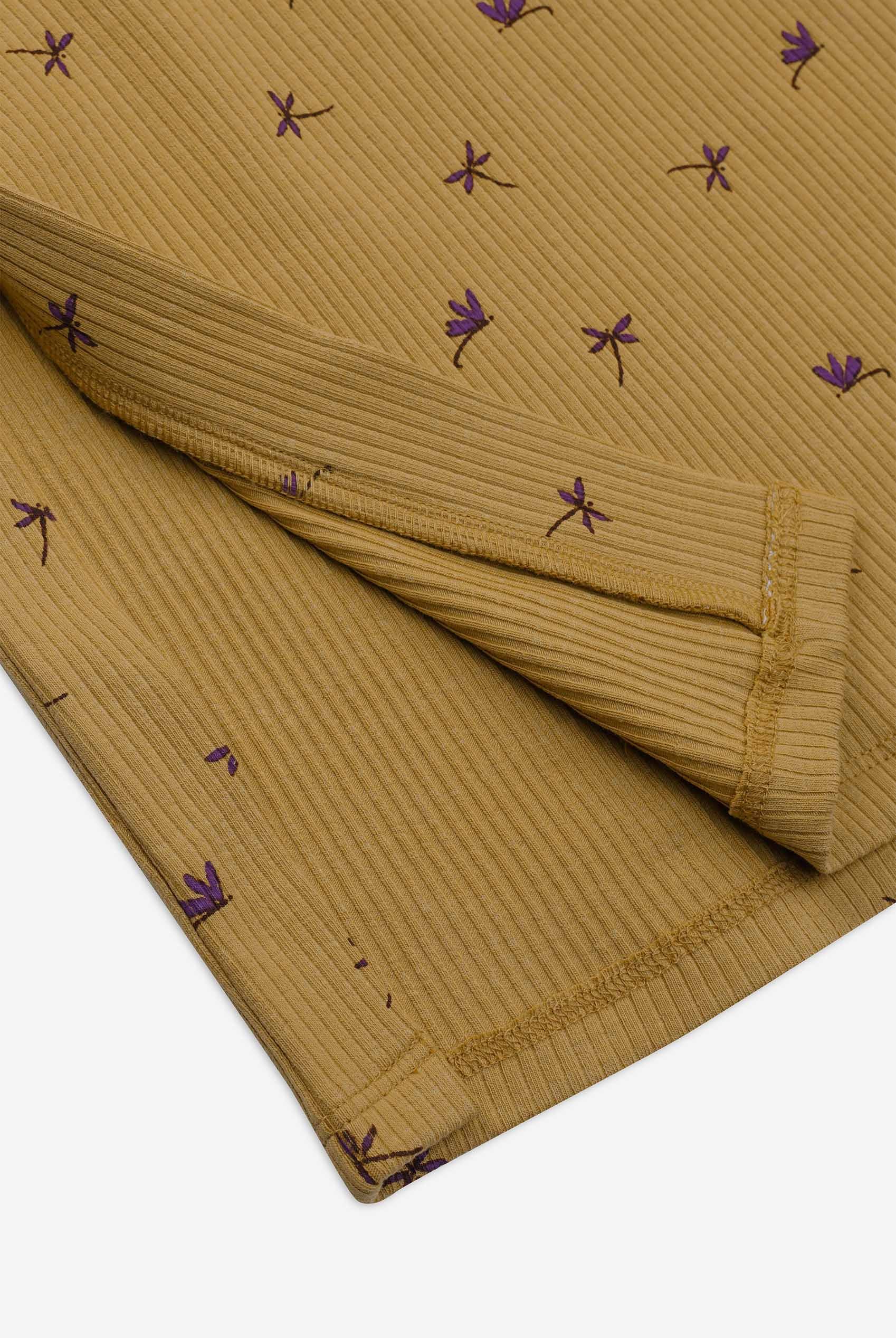 Side Button Split Ribbed Skirt