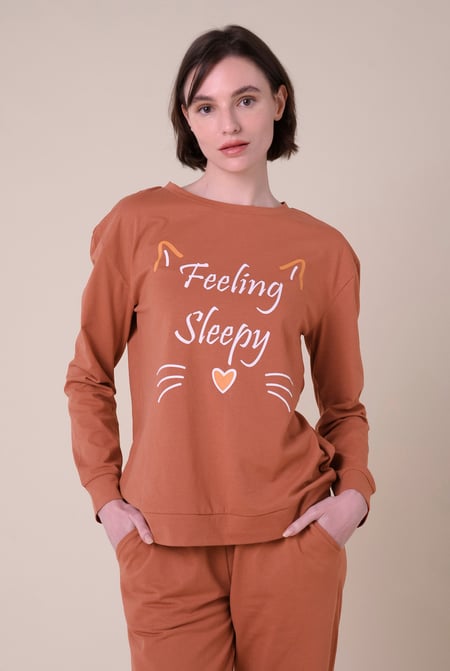 Orange Feeling Sleepy Long Sleeve Pyjama Set