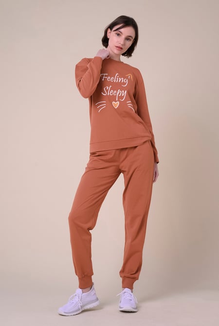 Orange Feeling Sleepy Long Sleeve Pyjama Set