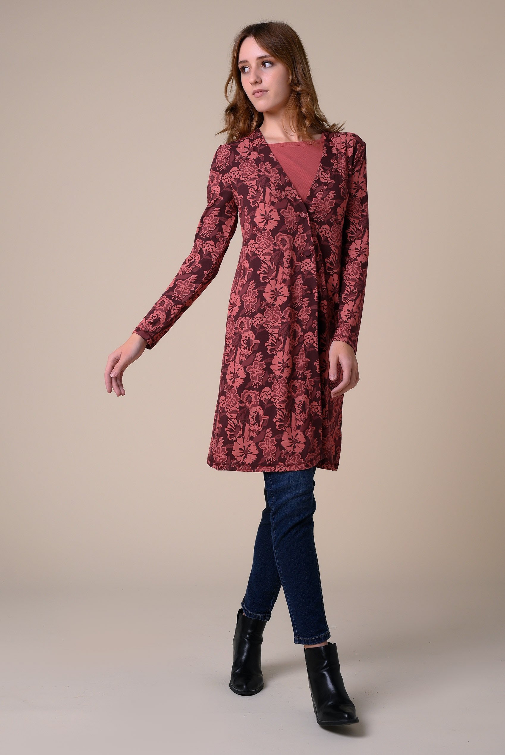 Womens Wild Flower Print Longline Midi Dress