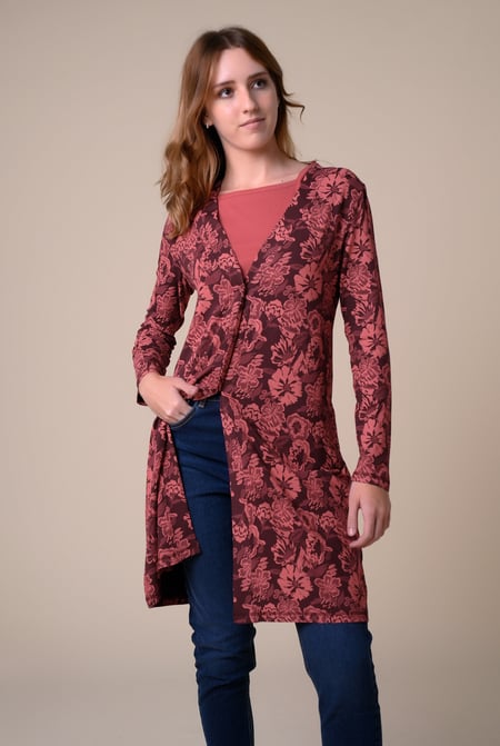 Womens Red Wild Flower Print Longline Midi Dress
