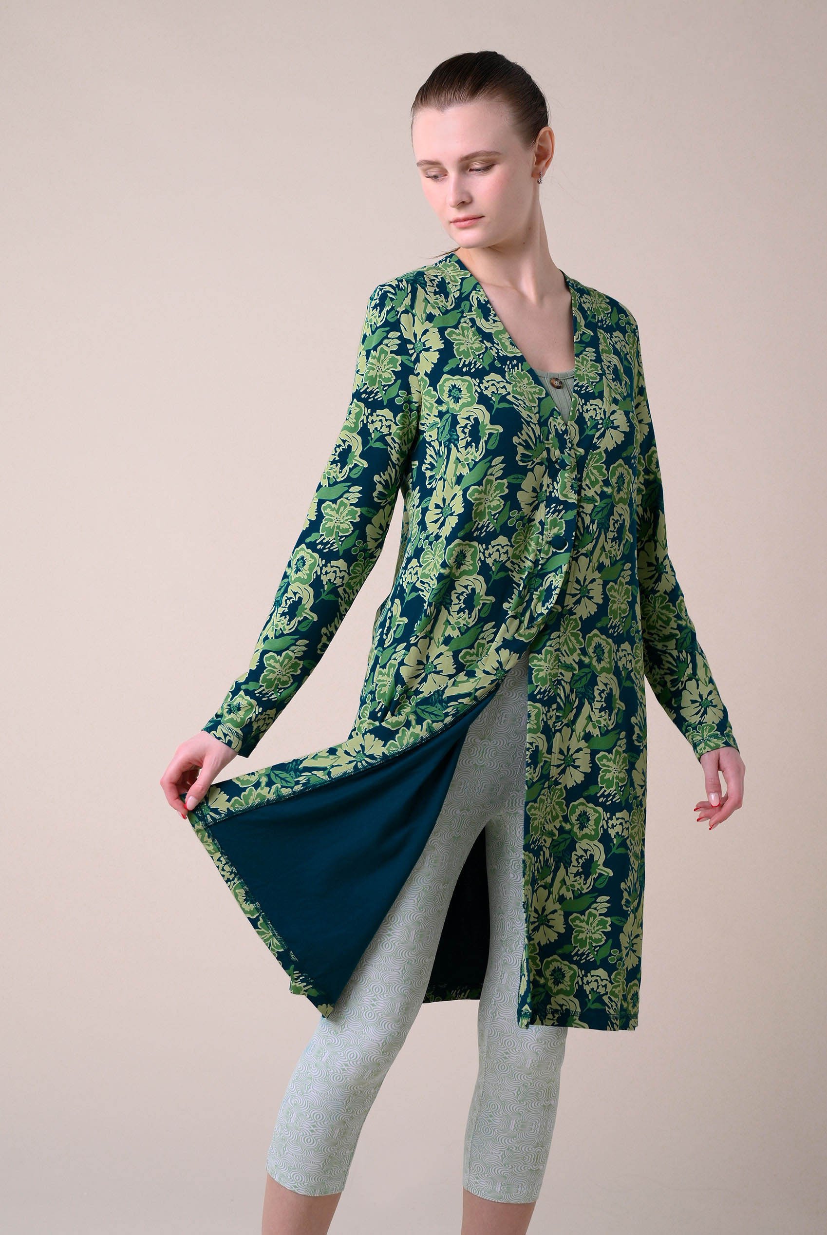 Womens Wild Flower Print Longline Midi Dress