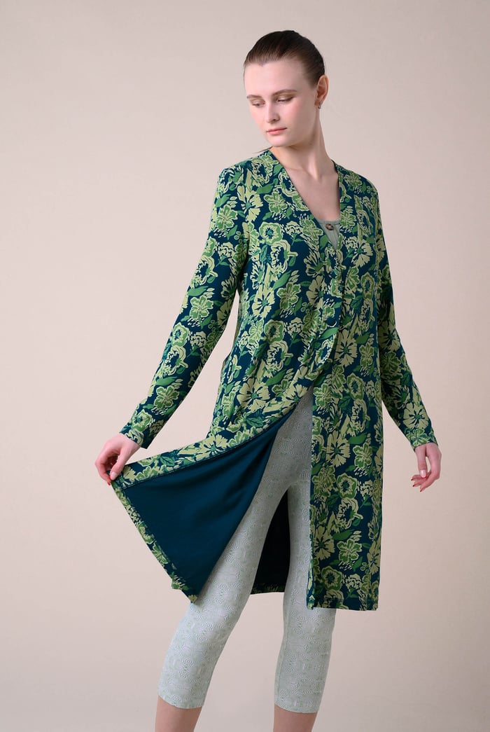 Womens Wild Flower Print Longline Midi Dress
