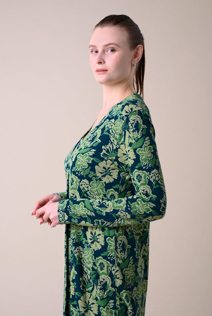 Womens Wild Flower Print Longline Midi Dress