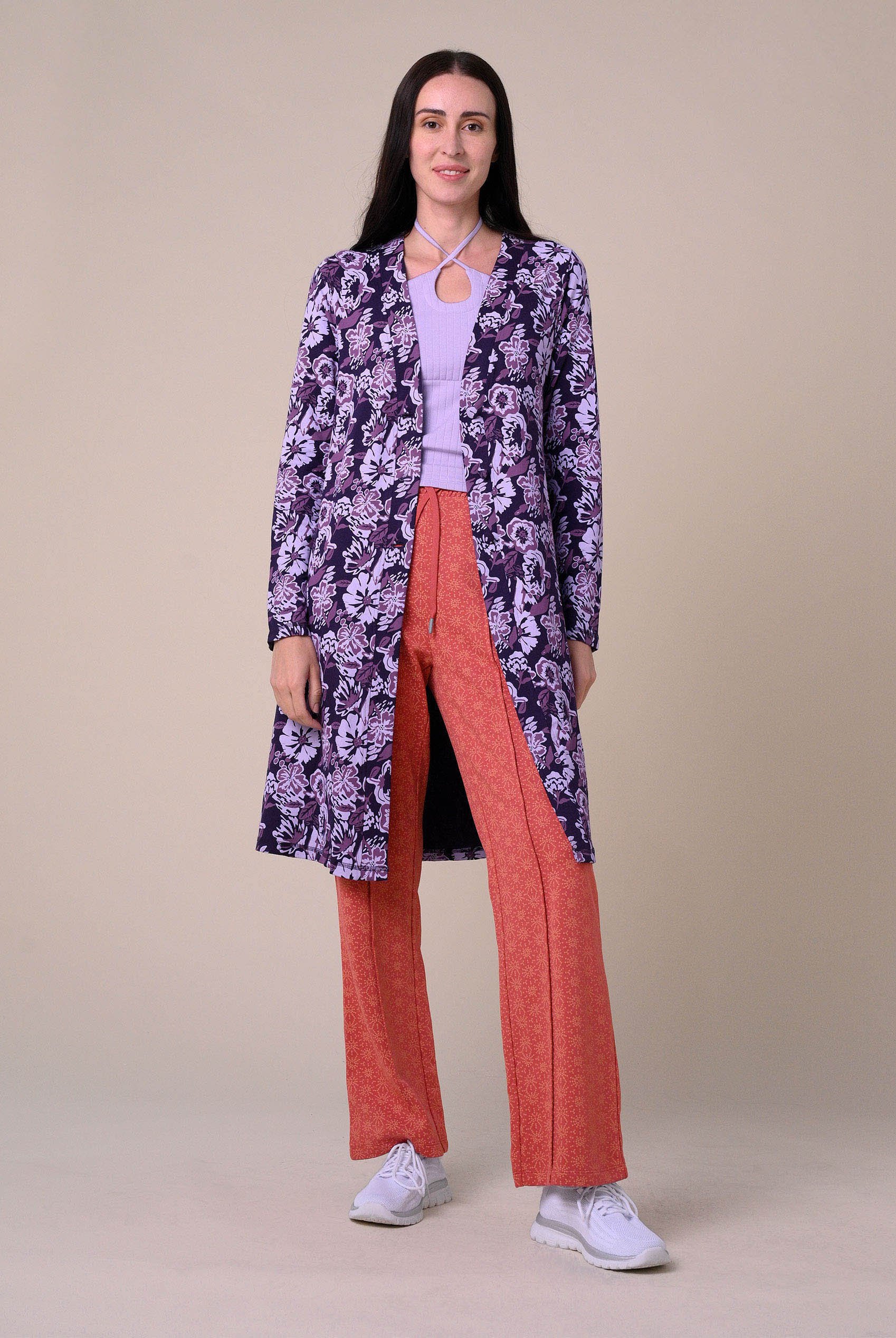 Womens Wild Flower Print Longline Midi Dress