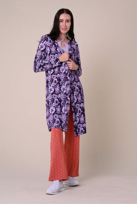 Womens Purple Wild Flower Print Longline Midi Dress