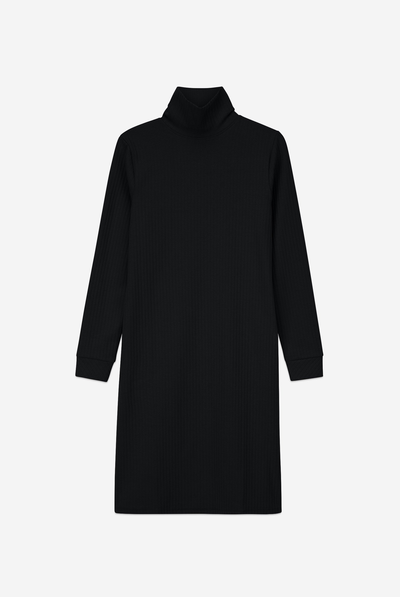 Ribbed Roll Neck Long Sleeve Mini Dress
