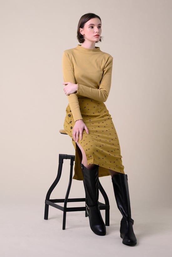 Womens High Neck Ribbed Top