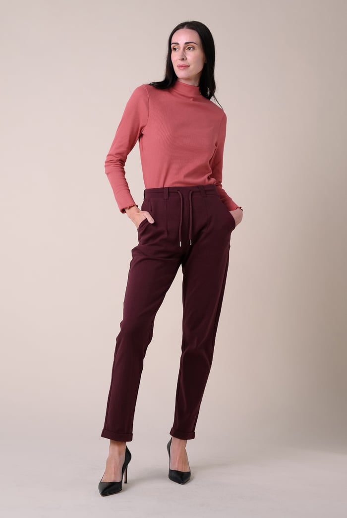 Womens High Neck Ribbed Top