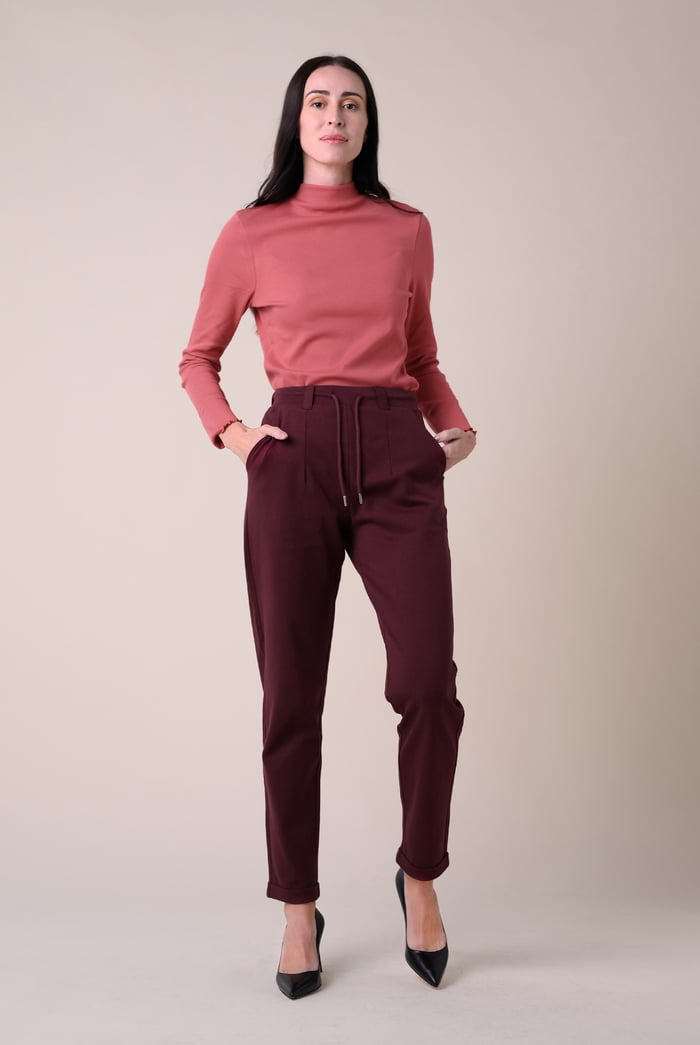 Womens High Neck Ribbed Top