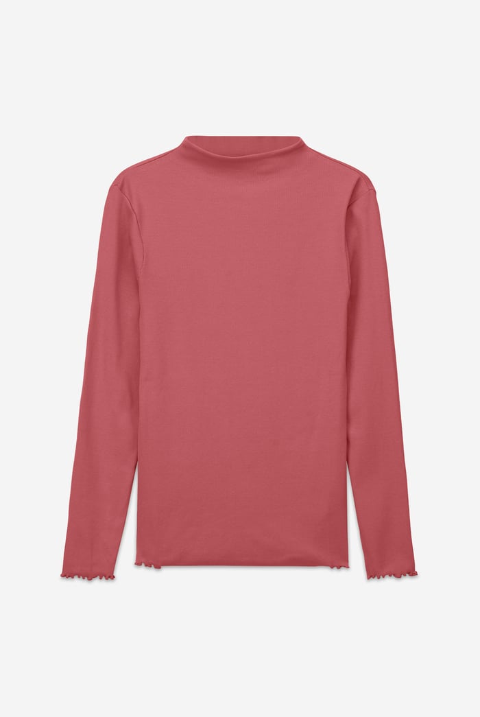 Womens High Neck Ribbed Top