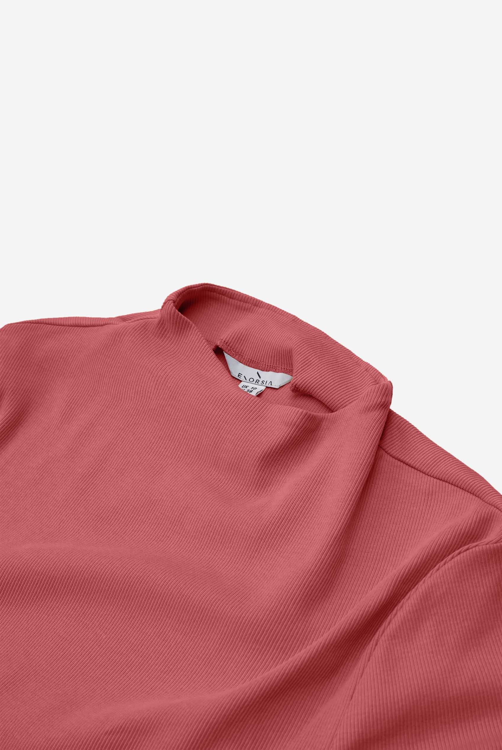 Womens High Neck Ribbed Top