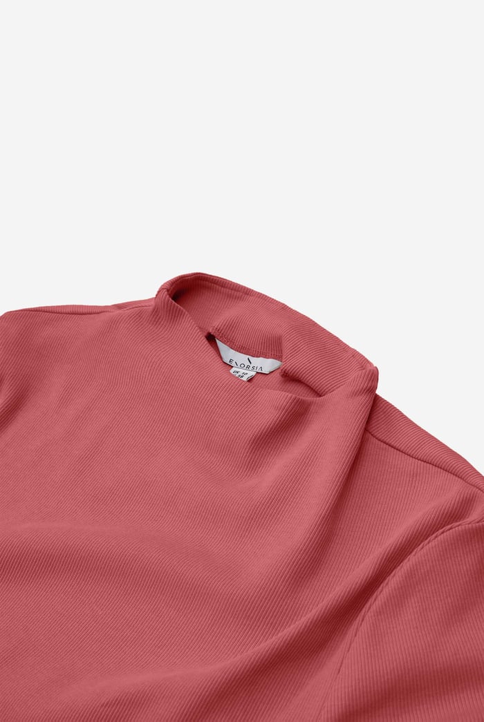 Womens High Neck Ribbed Top