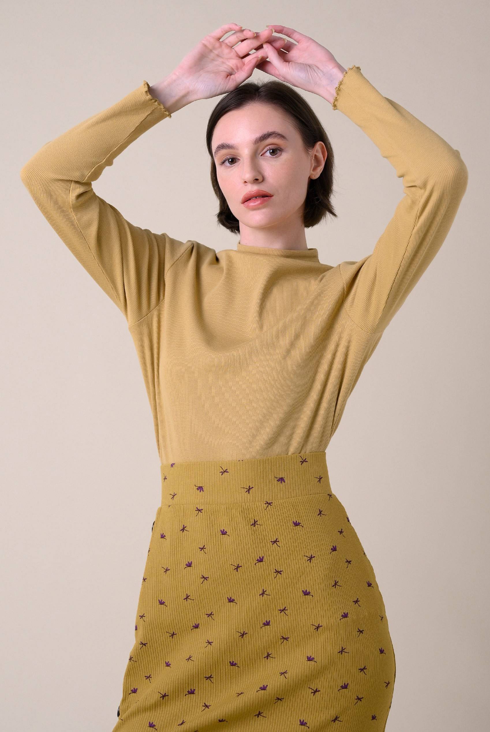 Womens High Neck Ribbed Top