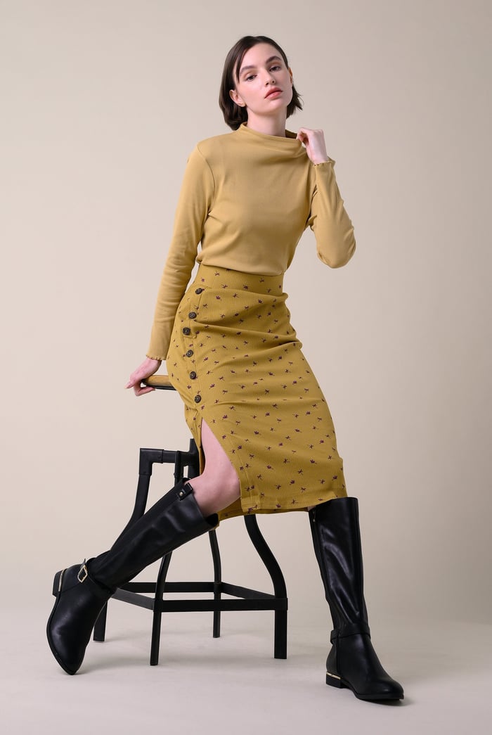 Womens High Neck Ribbed Top