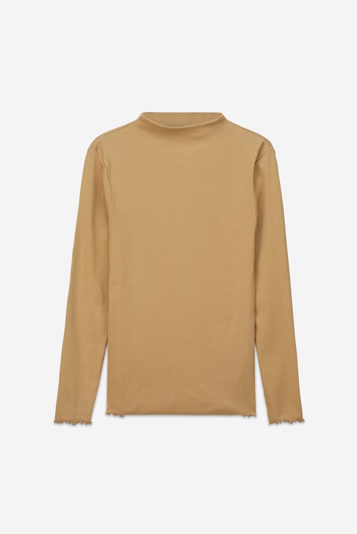 Womens High Neck Ribbed Top