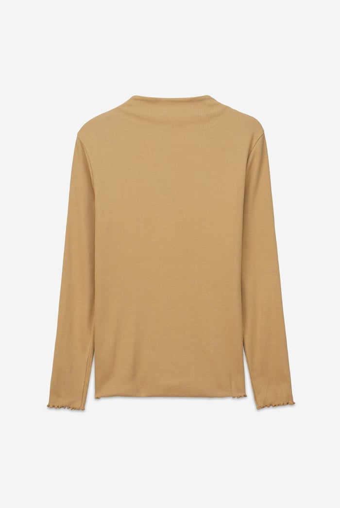 Womens High Neck Ribbed Top