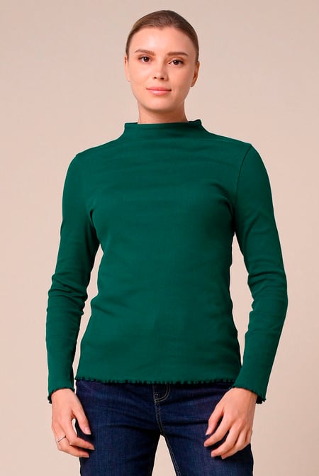 Womens High Neck Ribbed Top