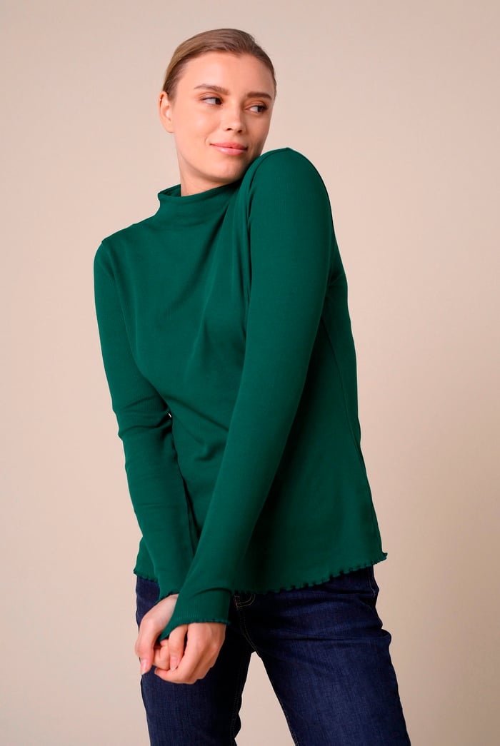 Womens High Neck Ribbed Top