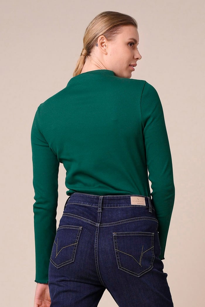 Womens High Neck Ribbed Top