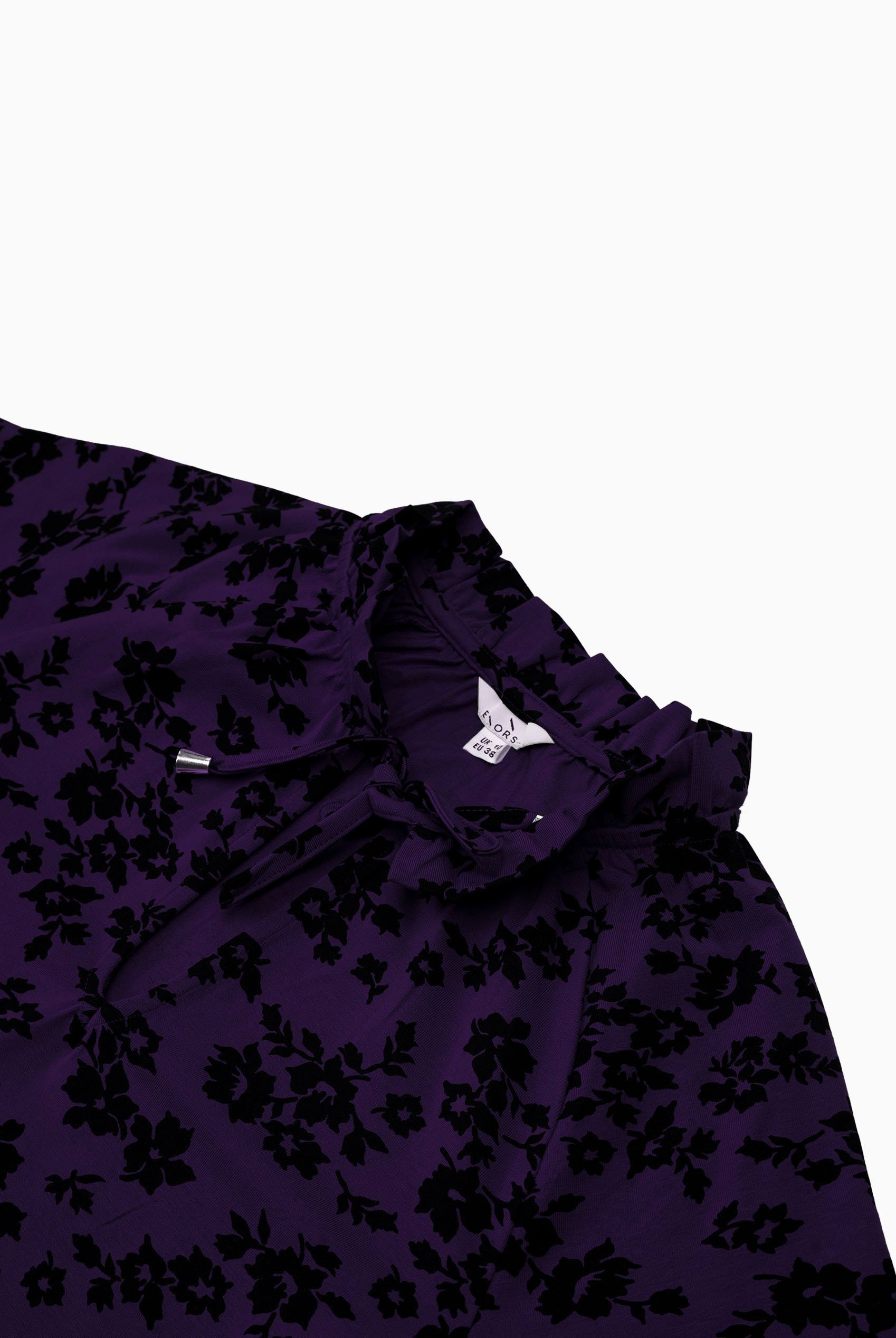 Tie Frill Neck Printed Midi Dress