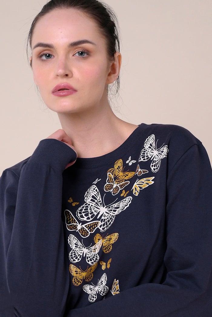 Womens Butterfly Print Sweatshirt
