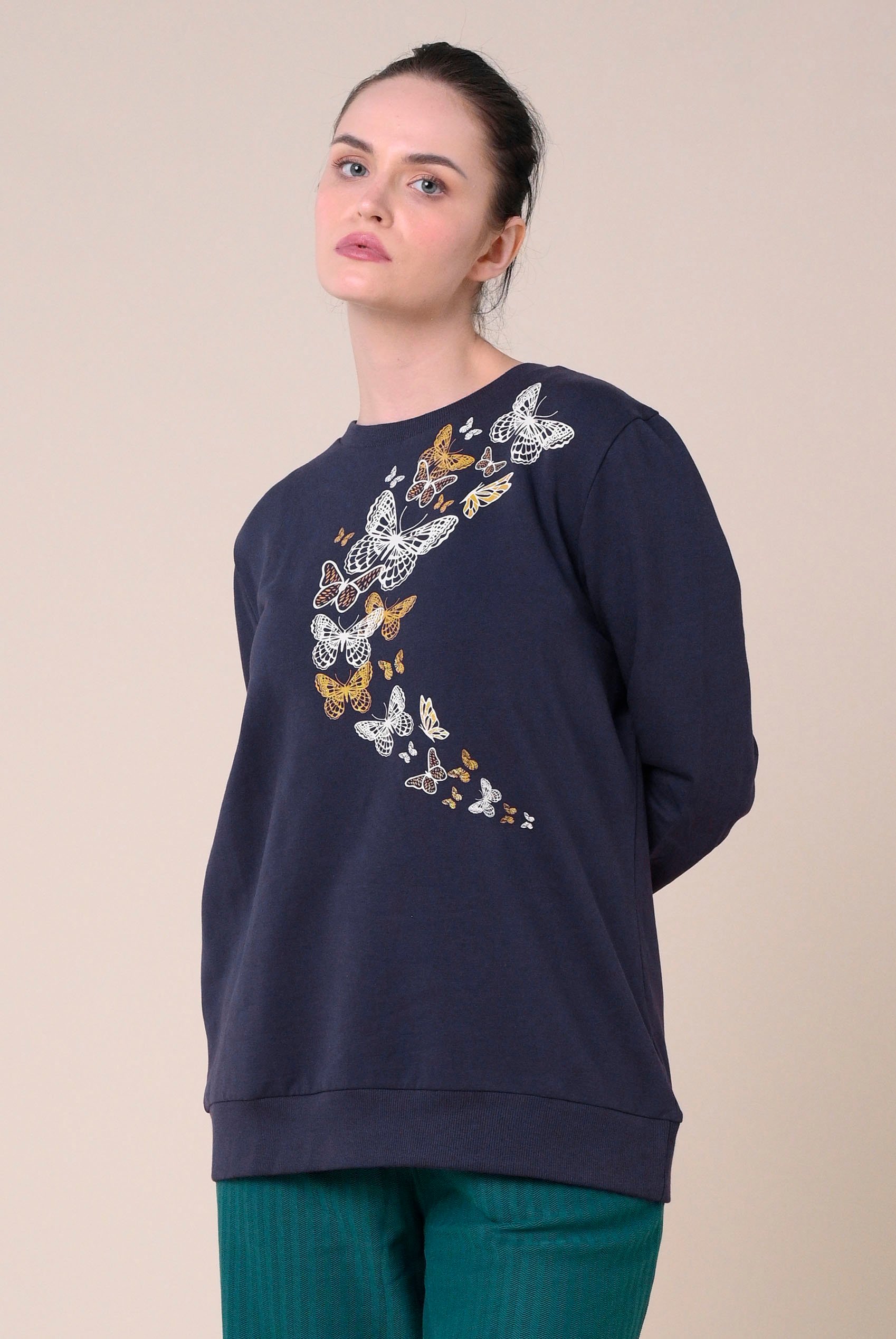 Womens Butterfly Print Sweatshirt
