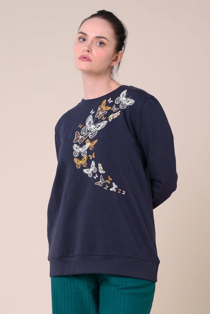 Womens Butterfly Print Sweatshirt