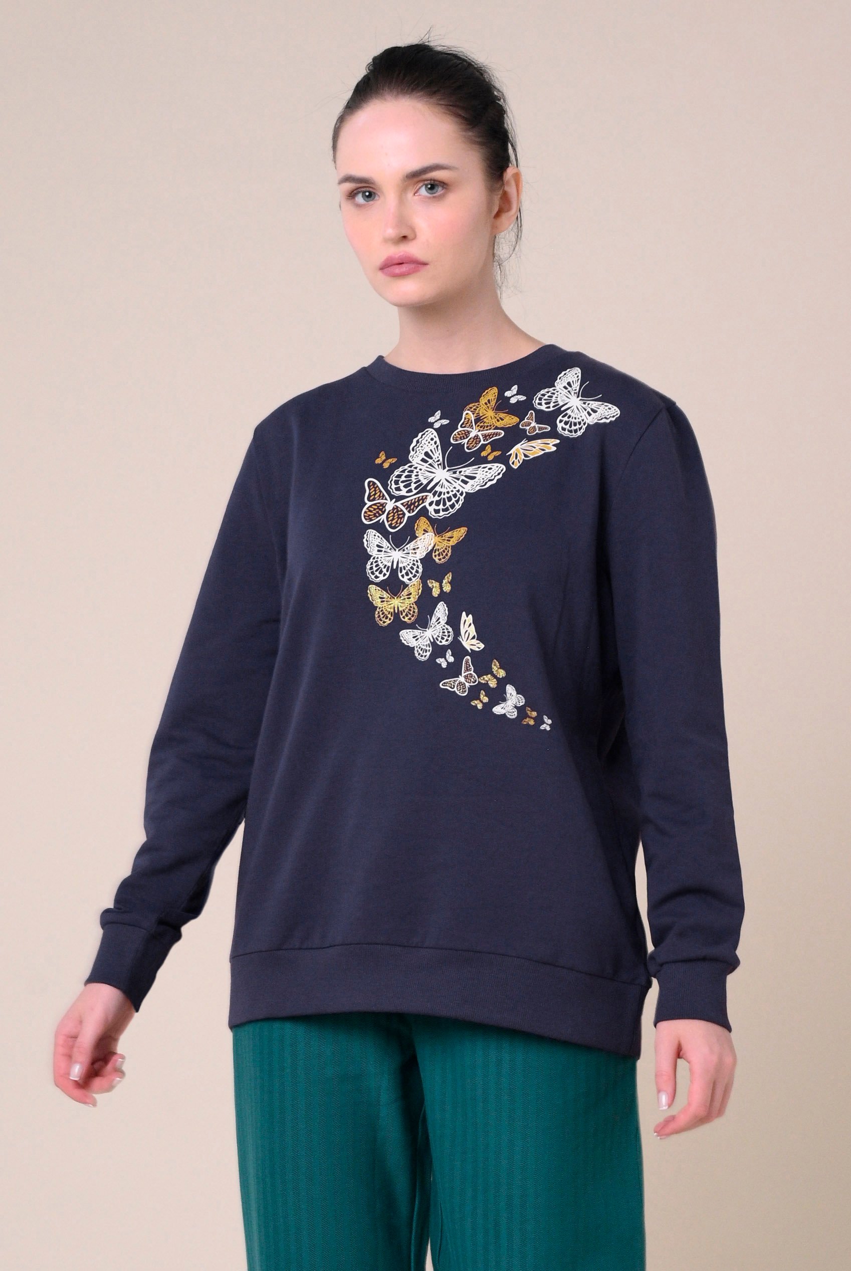 Womens Butterfly Print Sweatshirt